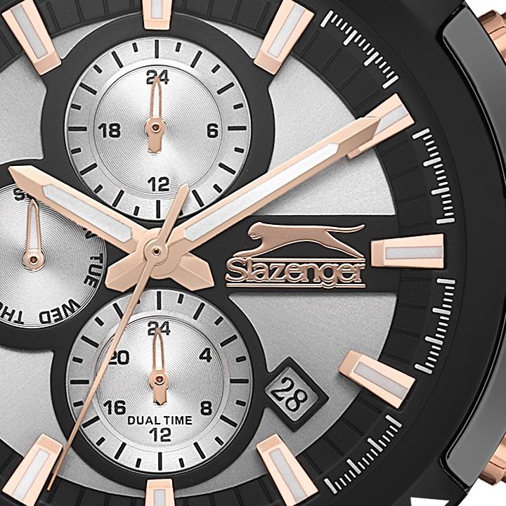 Slazenger Solid Black/Gold Gents Multi Function stainless steel  Watch - SL.9.2249.2.03