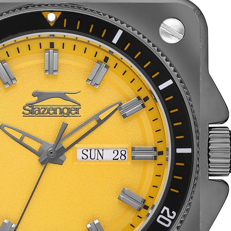 Slazenger Gents Silver Case Yellow Dial with PU Strap Watch - SL.9.2233.1.02