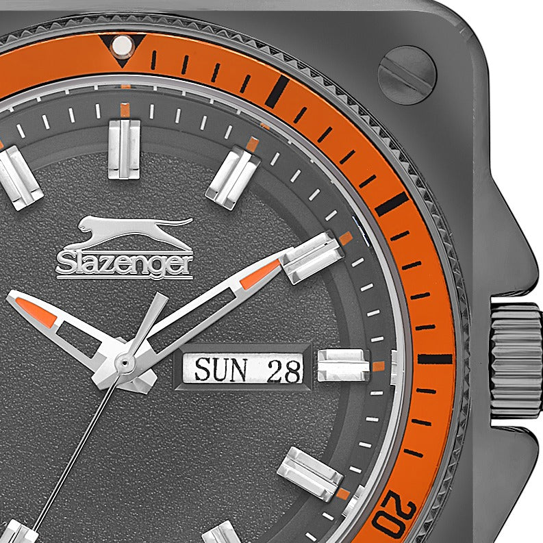 Slazenger Gents Black Case Orange dial with Orange PU Strap Watch - SL.9.2233.1.04