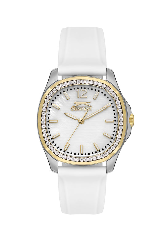 Slazenger Ladies White Silicon Gold  Analog Watch  - SL.9.2239.3.03