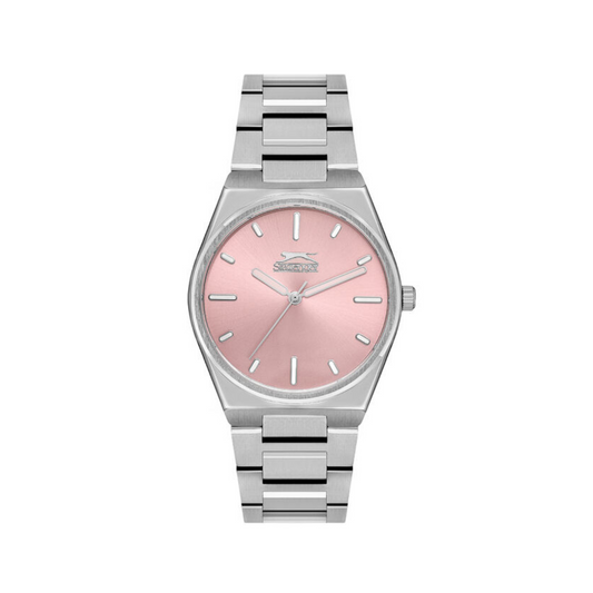 Slazenger Pink Silver Stainless Steel Bracelet Watch - SL.9.2116.3.03